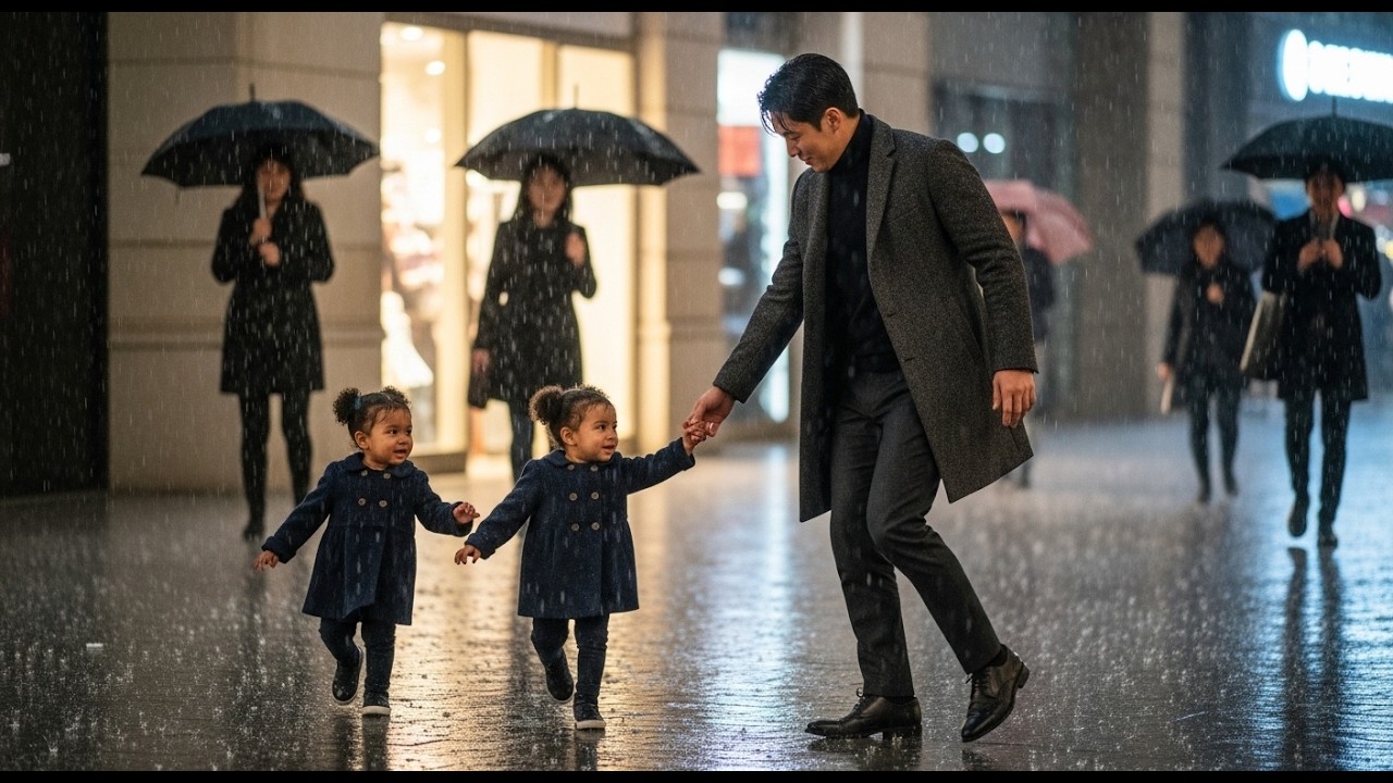 Two Toddlers Grab The Most Feared Man In Seoul's Hand In The Rain 