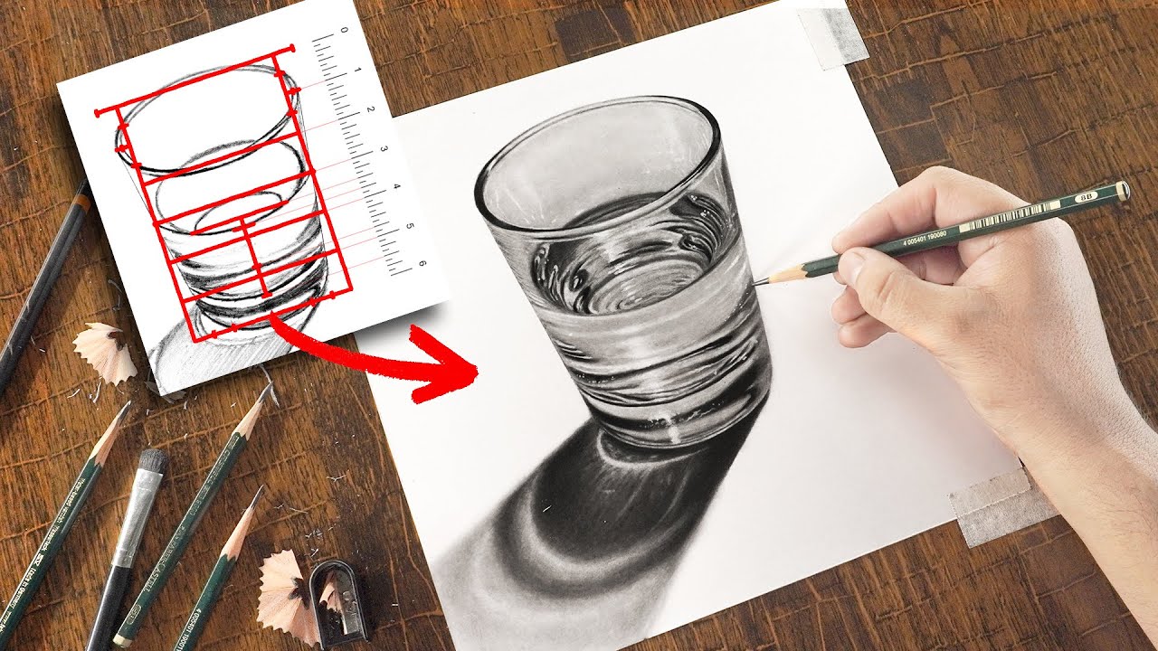 How to Draw Realistic GLASS &ndash; Easy Step-by-Step Guide