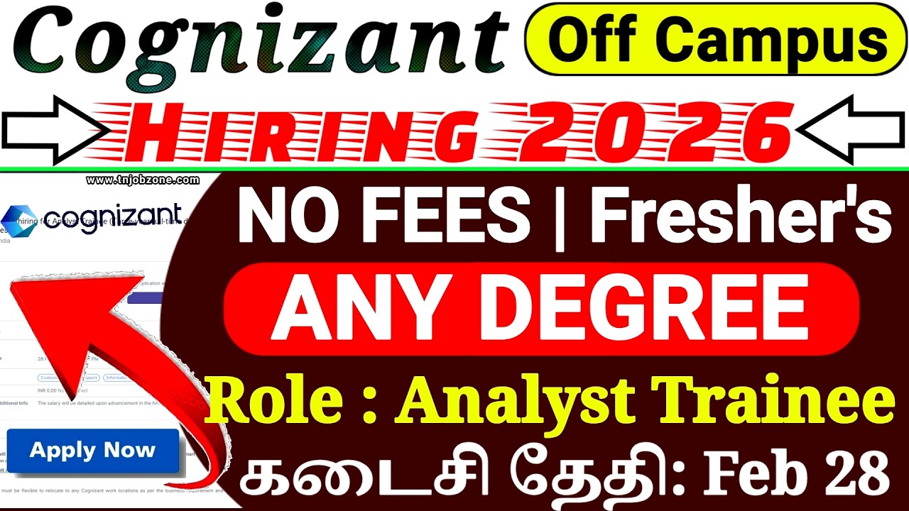 Cognizant Recruitment 2026 🔥 Analyst Trainee | Any 3 Year Degree | PAN India | 2024 & 2026 Eligible