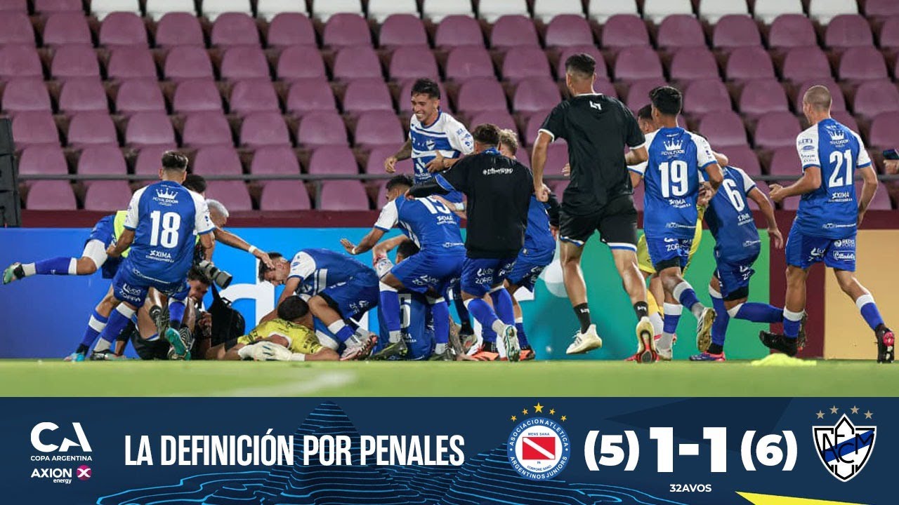 La serie de penales. Argentinos 1 (5) - Ferrocarril Midland 1 (6). 32avos. Decimocuarta edición.