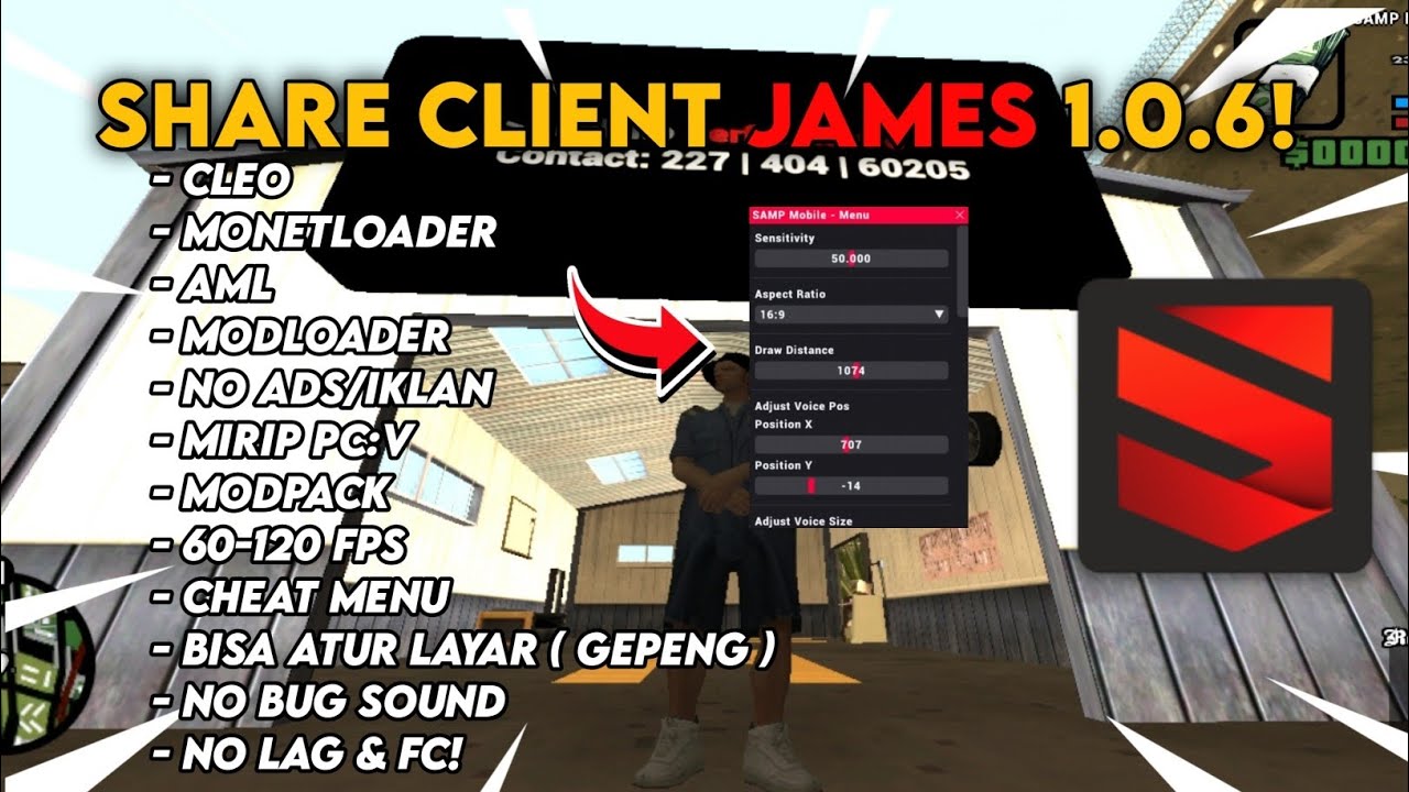 [SHARE] CLIENT JAMES 1.0.6 TERBAIK SEANDROID?, MONETLOADER, NO IKLAN NO FC & NO LAG, AML, CHEAT MENU