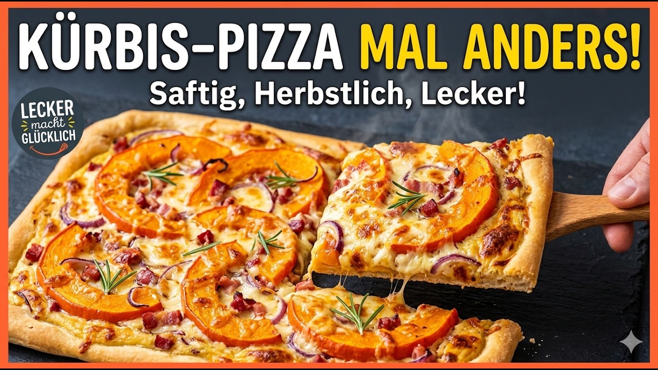 🍕 Kürbis Pizza mal anders! 🍕 Der perfekte Herbstsnack mit Schinken und Zwiebeln.