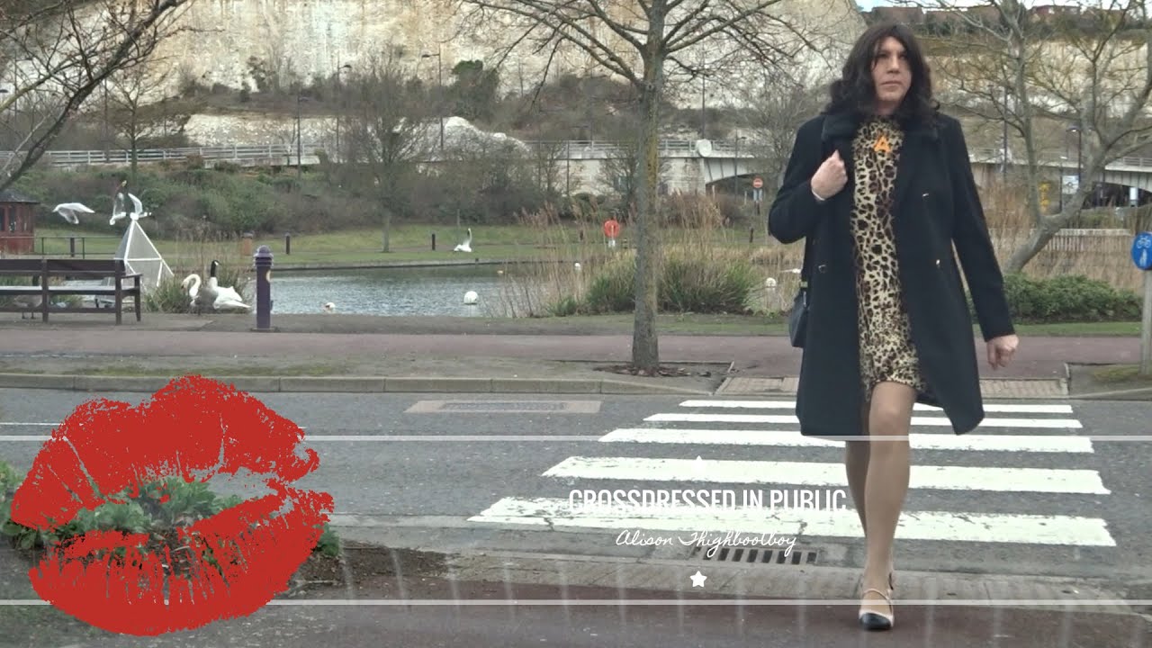 Caught crossdressing in public with lace stocking tops on show - Glamorous Crossdresser