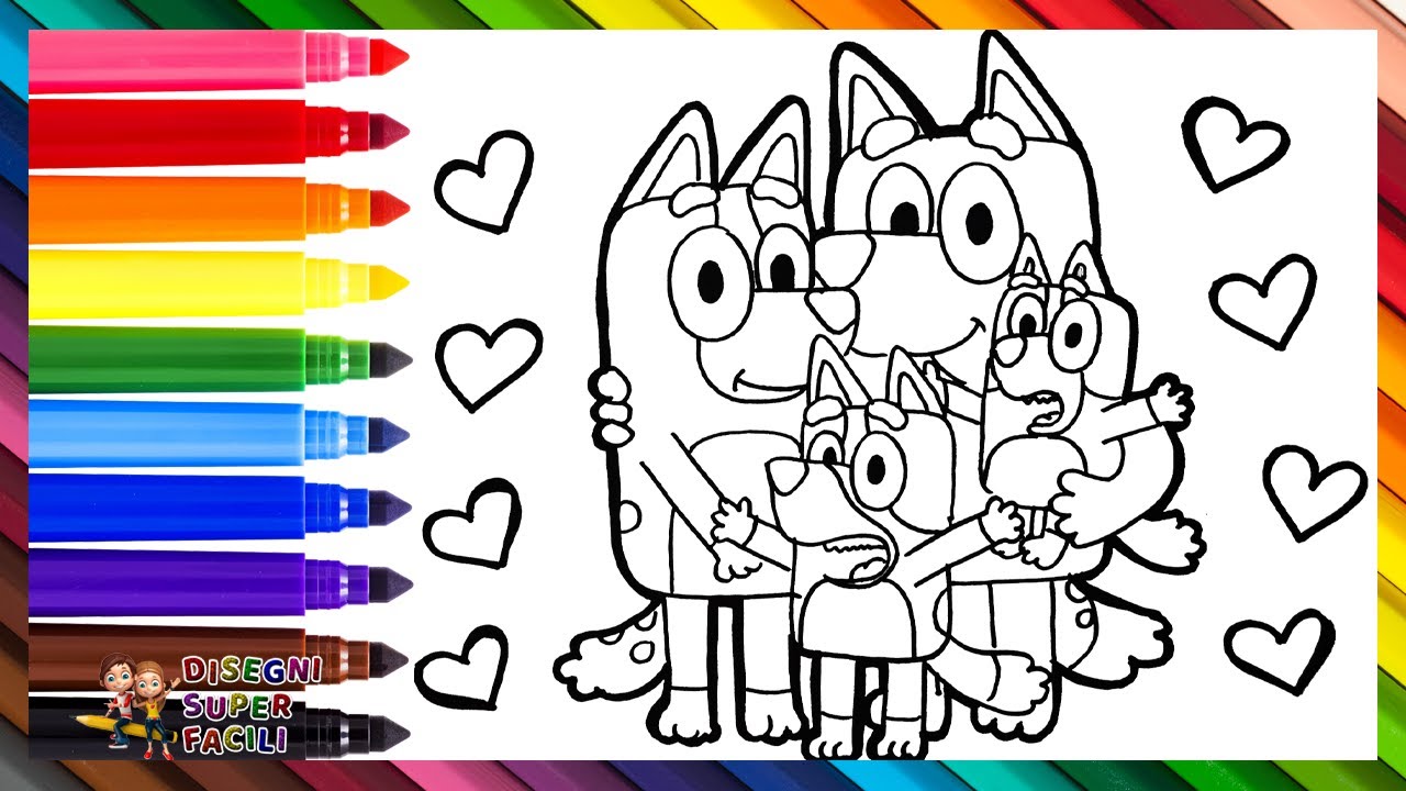 Disegnare e Colorare Bluey e la Sua Famiglia 🐶❤️ Disegni per Bambini