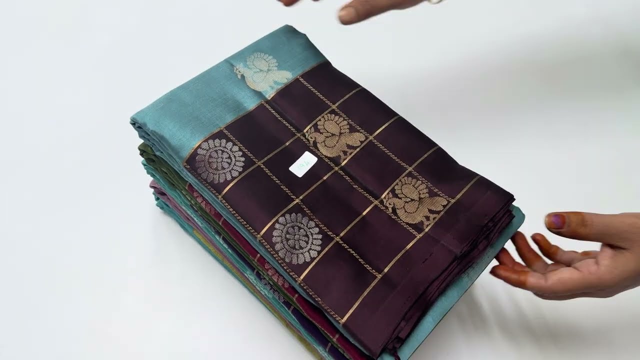 Bottom checked soft silk handloom sarees | free shipping | varnaa sirumugai