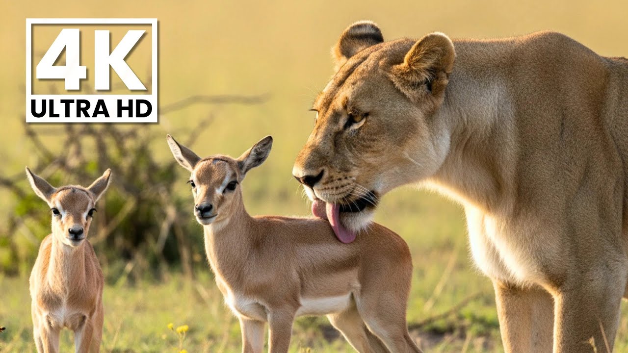 A Lioness Adopted Two Newborn Baby Antelope - Wildlife Documentary Style 4K UHD | Wild of Hearts