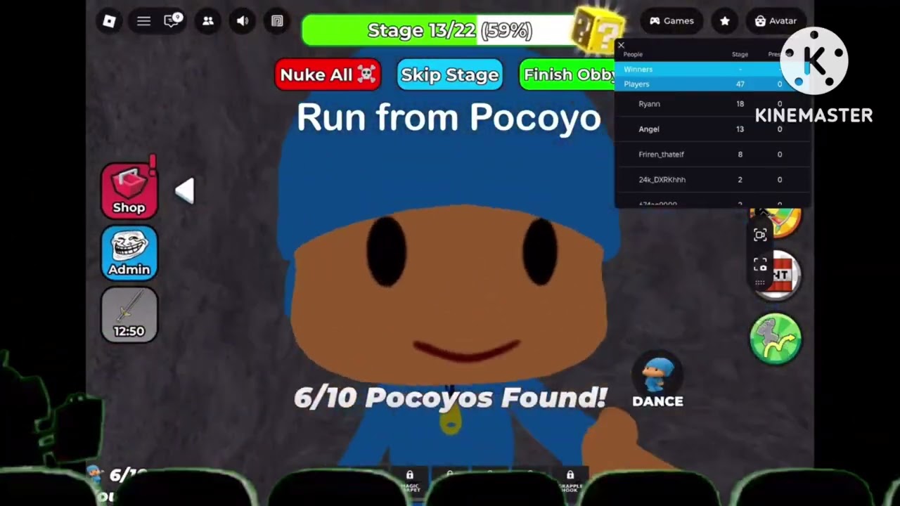 Minions are watching Run From Pocoyo (Roblox Game)