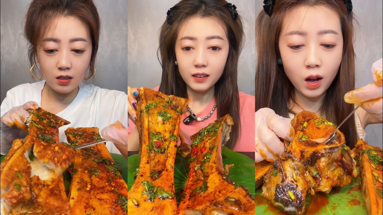 asmr mukbang spicy bone marrow - 牛骨髓 - 牛肉の骨髄 - 쇠고기 골수 - TỦY XƯƠNG BÒ - eatting show #763