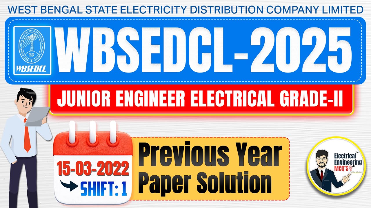 WBSETCL JE Electrical 15 March 2022 Shift 1 PYQ | WBSEDCL JE Exam Preparation 2025-26 | WBSEDCL JE