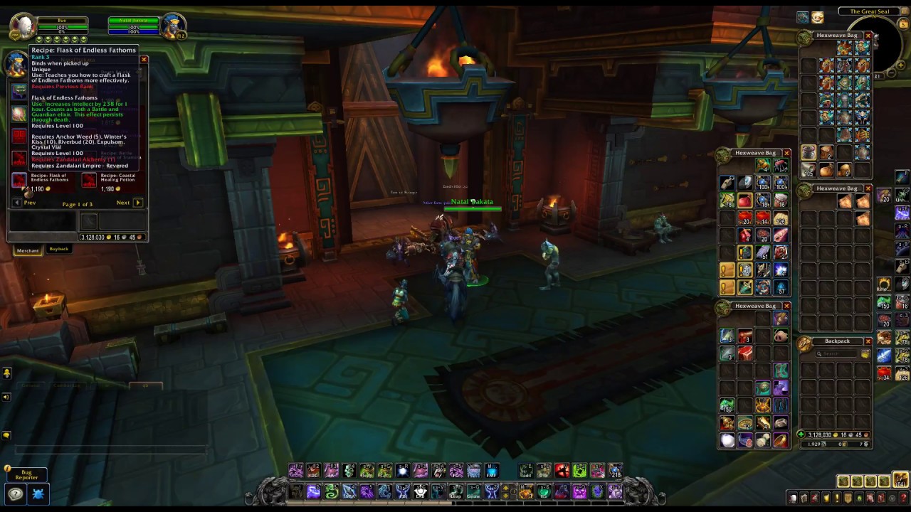 WoW BFA - Recipe: Flask of Endless Fathoms (Rank 3) (Horde)