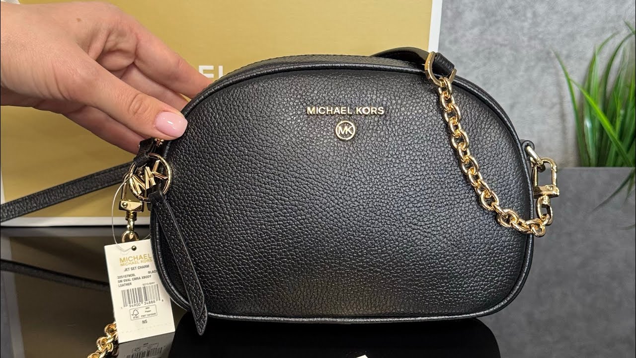 Распаковка сумки MICHAEL KORS Jet Set Small Pebbled Leather Convertible Camera Bag (black)
