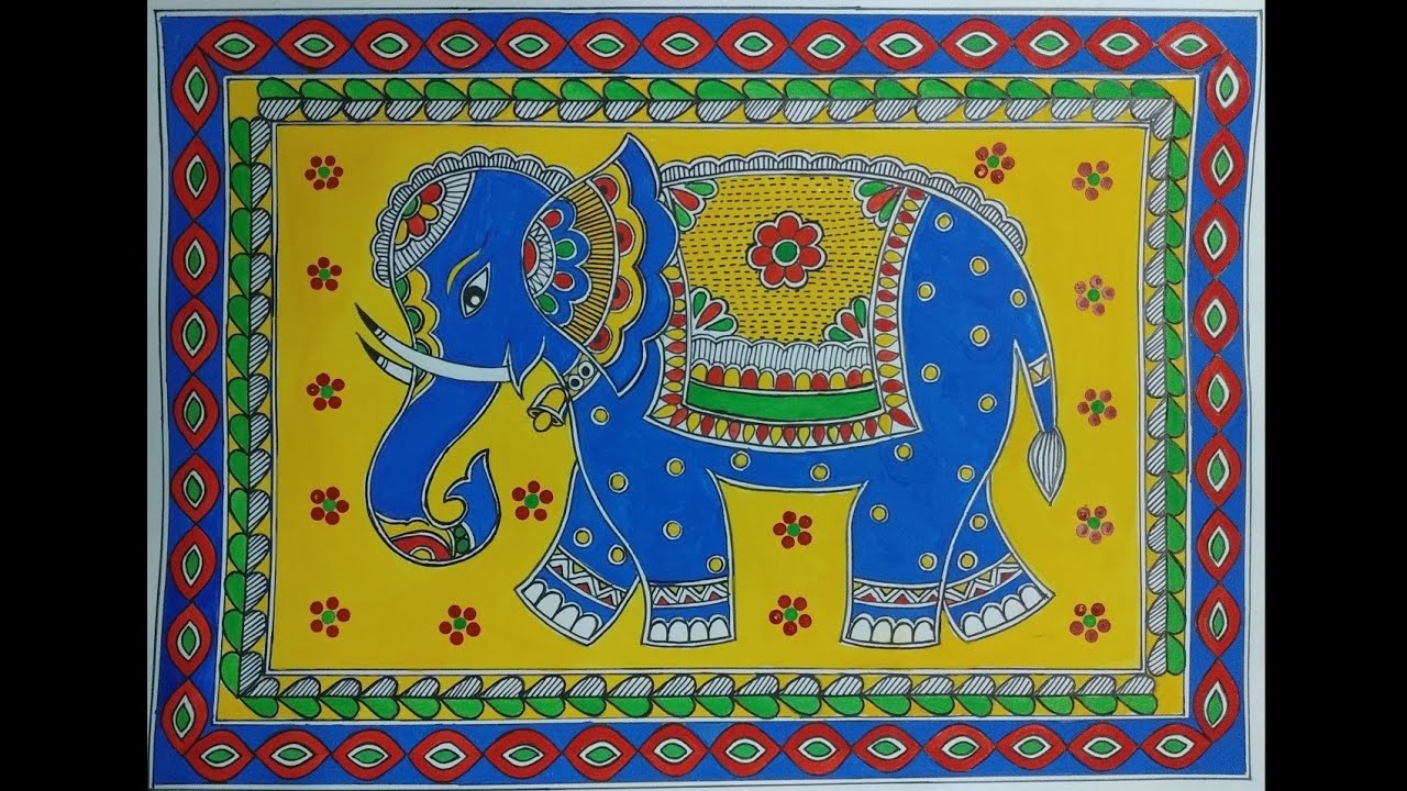 Madhubani Painting(part-1+2)/Elephant 🐘 Madhubani Painting Step By Step ( Part-1+2 )/DIY Mithila Art