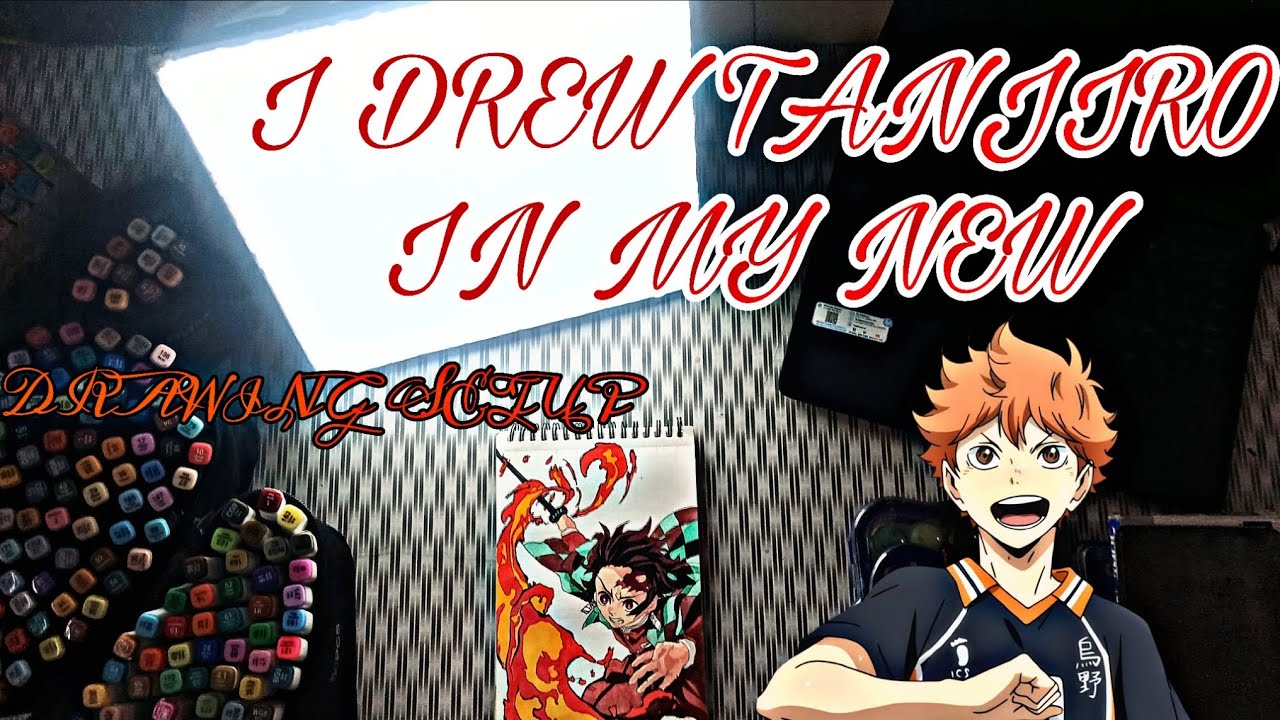 I DREW TANJIRO KAMADO IN MY NEW DRAWING SETUP| TANZIRO KAMADO DRAWING 