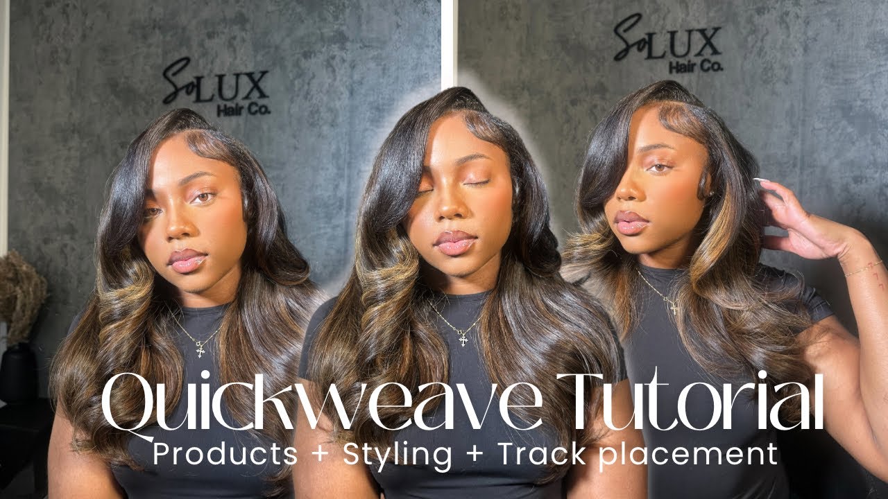 HOW TO : Deep side part Quickweave with highlights and curls