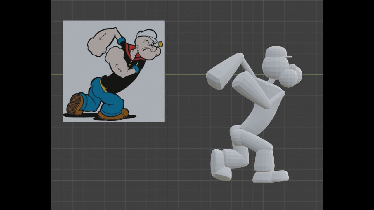 How to make Popeye in blender Pt1 (blocking out rough figure)