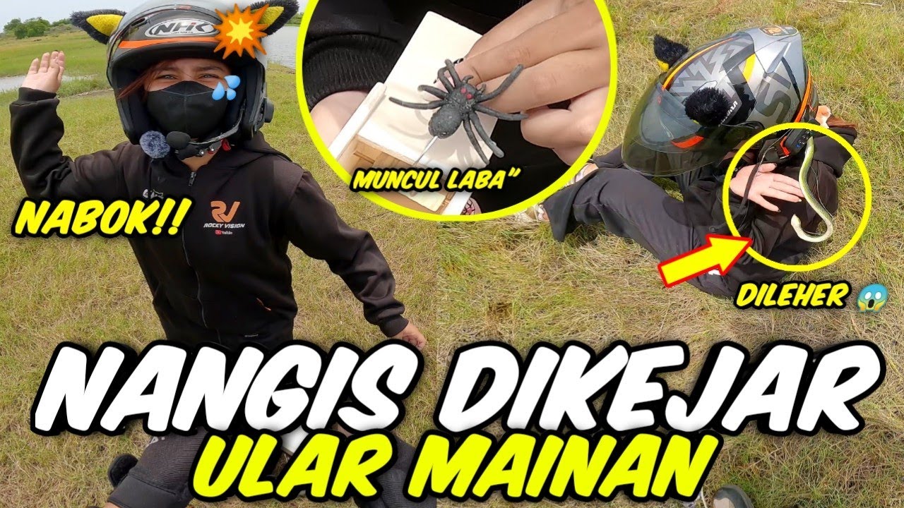 DIKEJAR ULAR MAINAN DILEMPAR DI LEHER SAMPE NANGIS