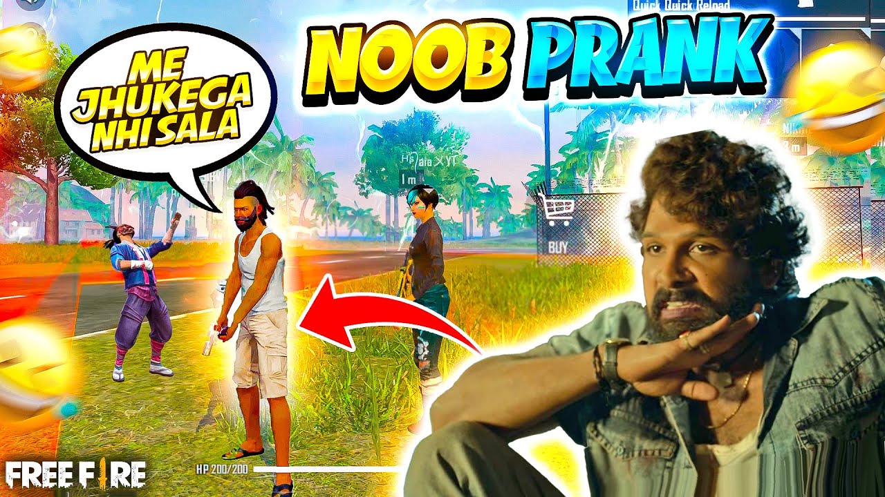 Best Noob Prank with Random Players 😂 Pushpa Jhukega Nai *must watch* - Garena Free Fire