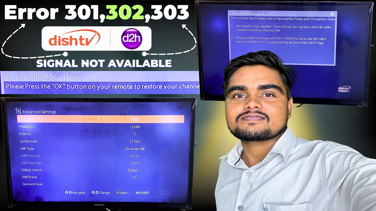 Dish TV  D2H Signal Not Available Fix  | D2H Error 301 302 303 102 Solve | Advance Setting dish tv