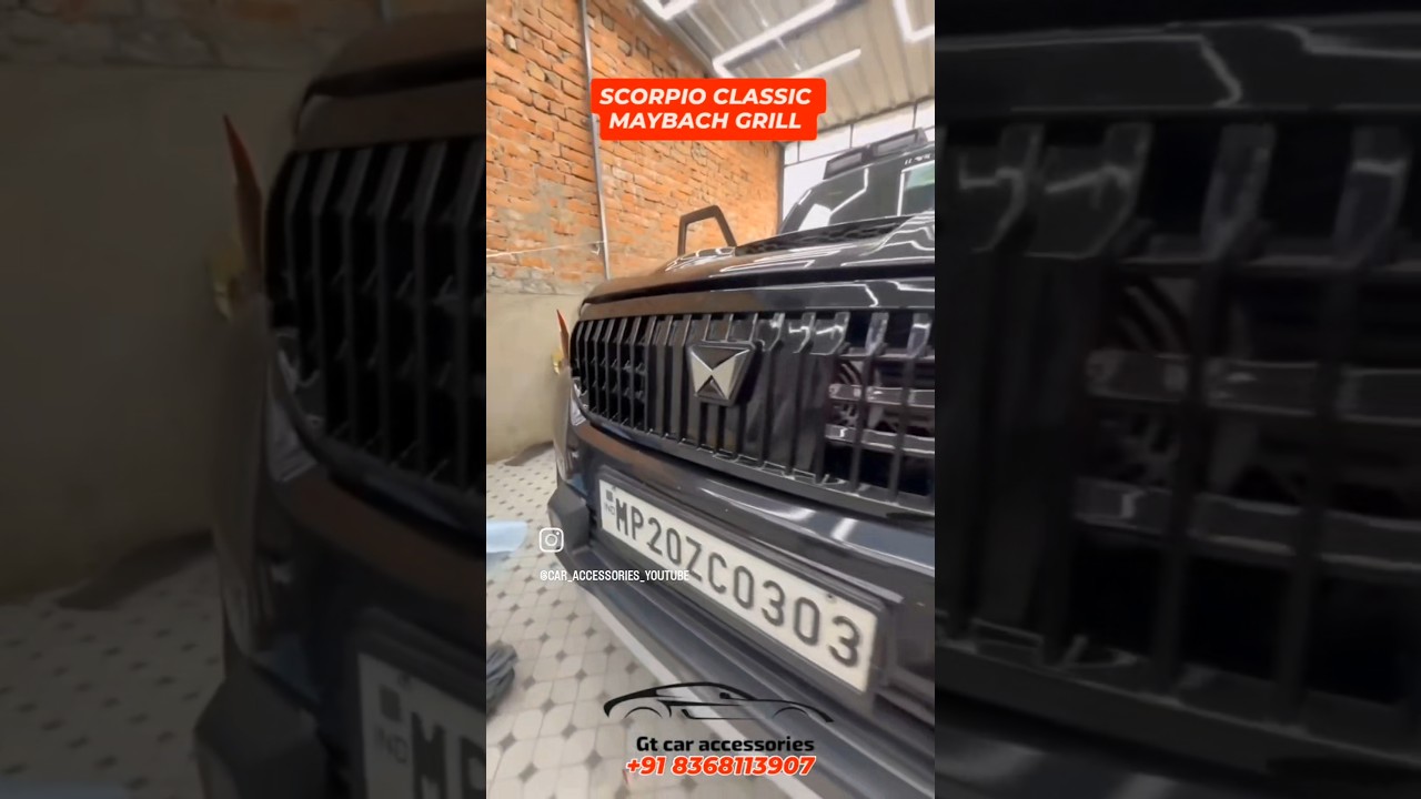 Scorpio Classic MAYBACH Grill Full black #automobile #skodaauto #caraccessories  #mahindracars