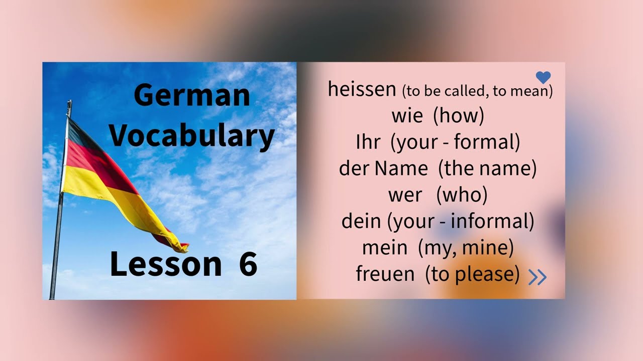German Vocabulary for Lesson 6 | Complete German Course for Beginners | #learngermanforfree