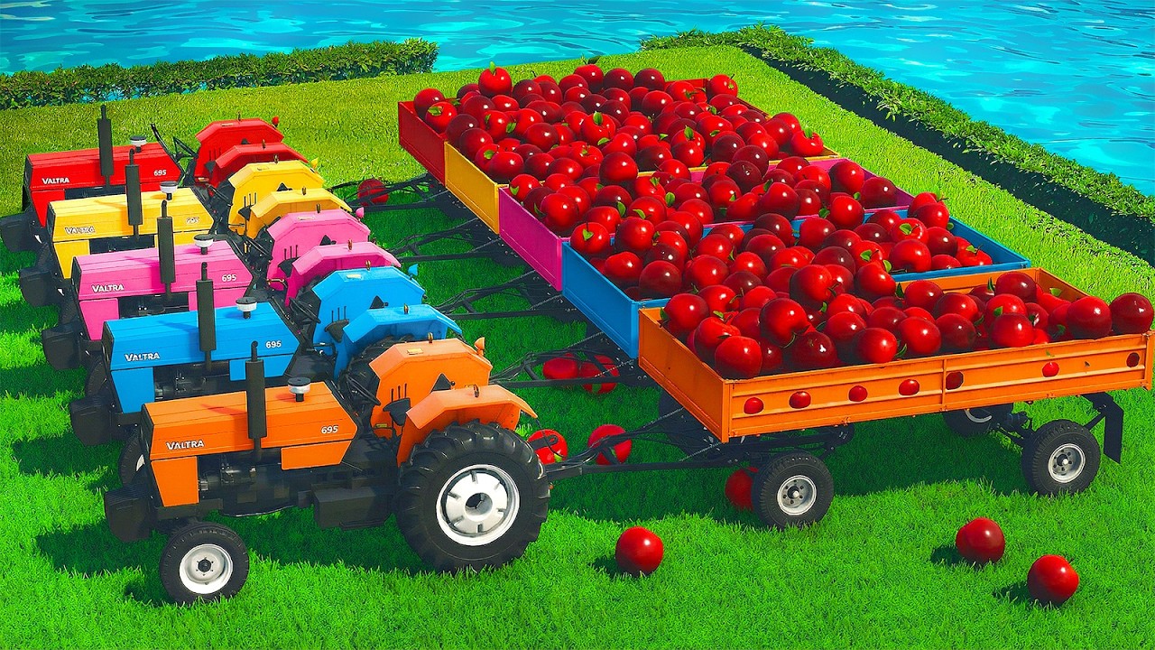 Apple Transport CHALLENGE — Valtra Tractors, JCB Loaders & Sorghum Harvest 🍎🌾