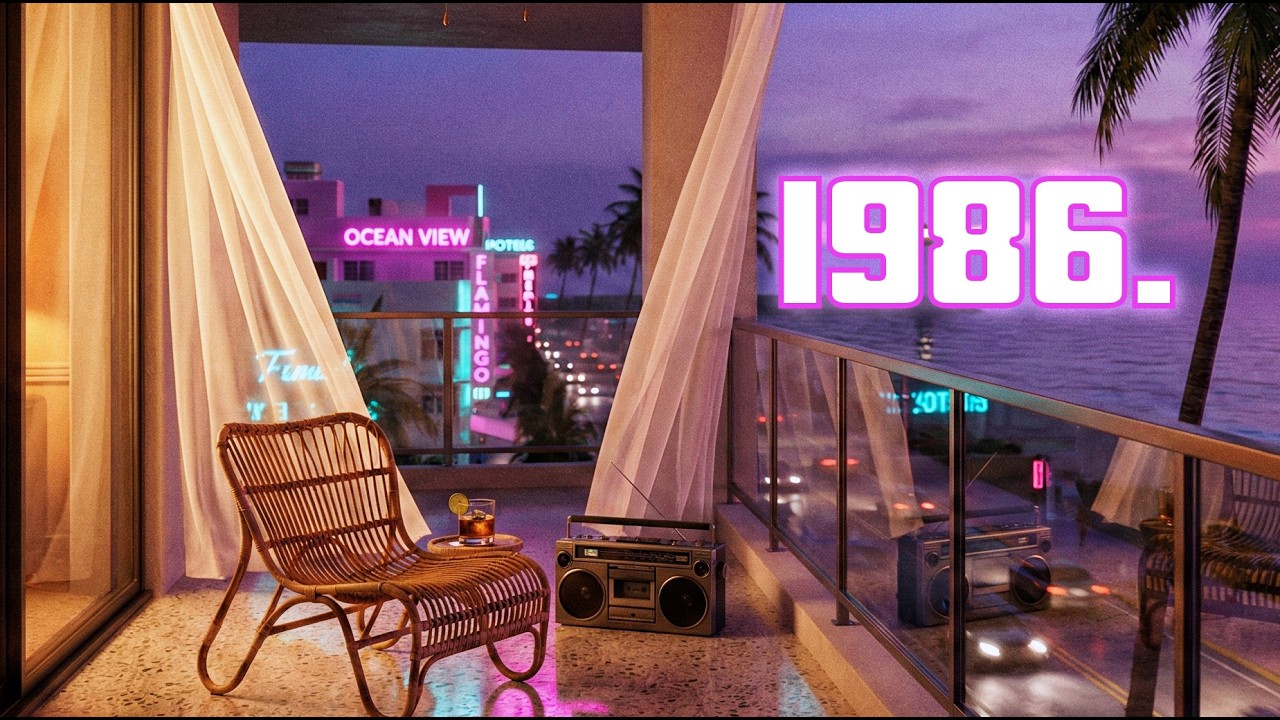 Laying Low in 1986 Vice City 🌴 (80s Synth Ambience) | 1 Hour Upbeat music