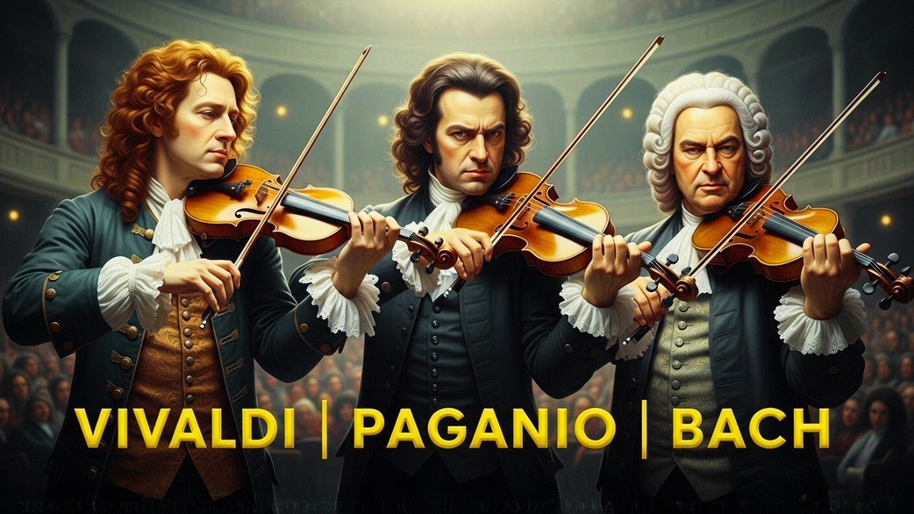 🎻Vivaldi Paganini Bach Style 🔥 Pure Solo Violin Music | Realistic Classical Violin deep focus music