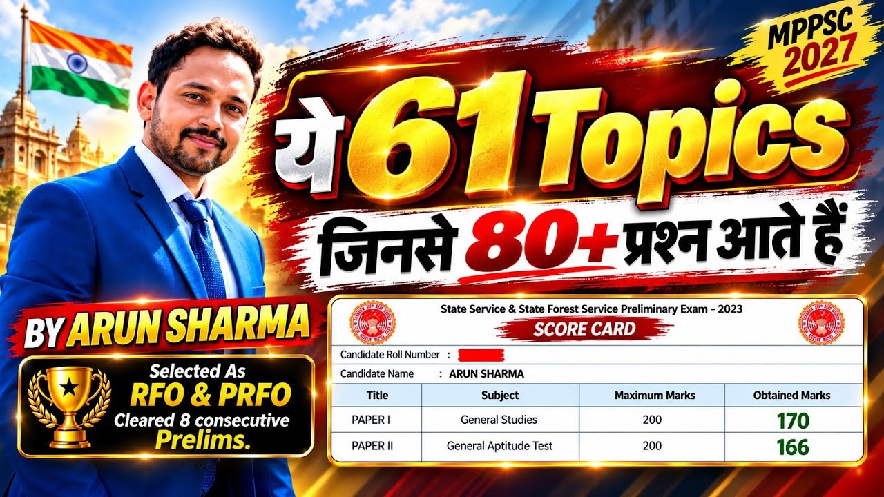 MPPSC Prelims 2027 Strategy : ये 61 Topics बदल देंगे आपका Result 🔥 MPPSC Pre में 80+ Question 👍