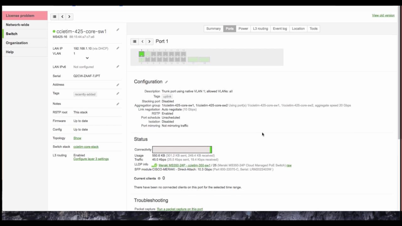 Configuring a Meraki Switch Stack  - Meraki Campus Series
