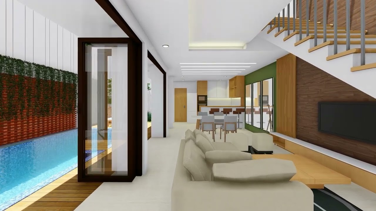 Desain Rumah Kontemporer 9x23 Meter