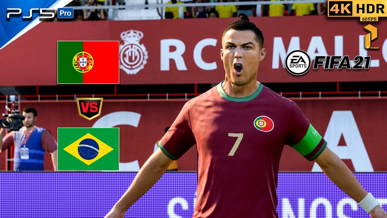 FIFA 21 PS5 4K HDR | Португалия &mdash; Бразилия 🇵🇹🇧🇷 | Эпический международный матч #fifa #ps5 #ronald...