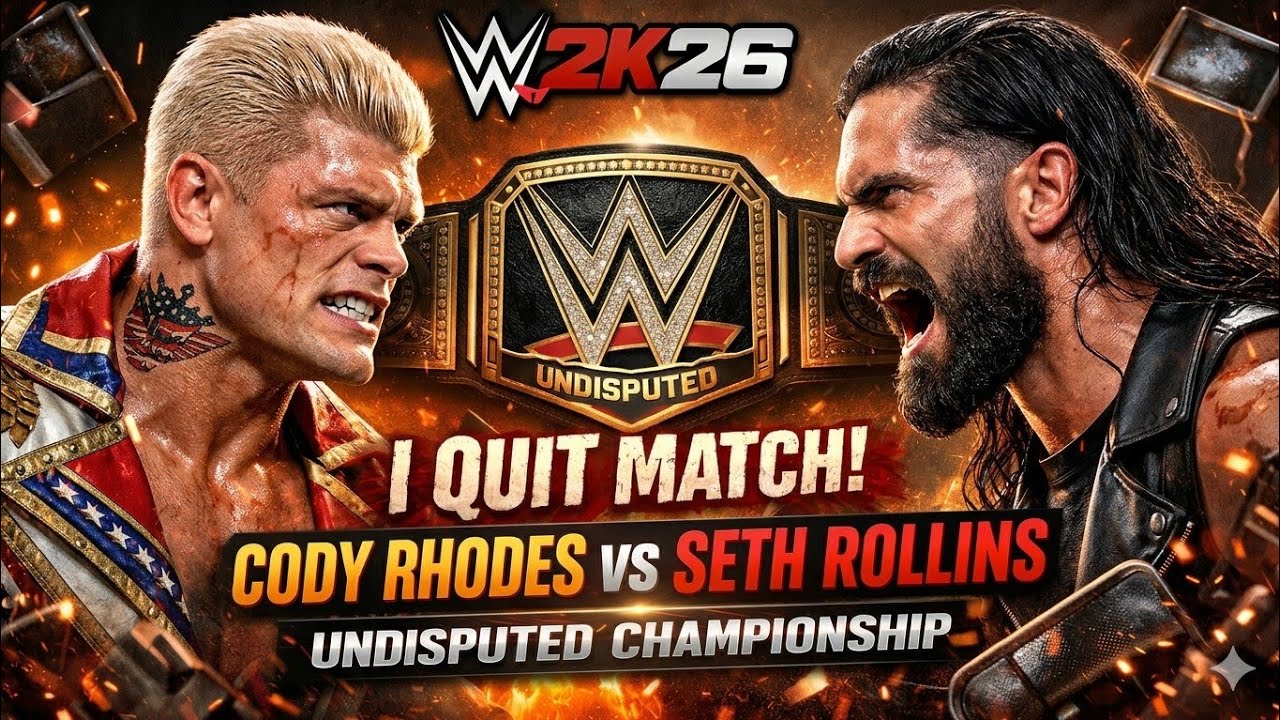 Cody Rhodes vs Seth Rollins BLOODY I Quit Match! Undisputed Championship | WWE 2K26