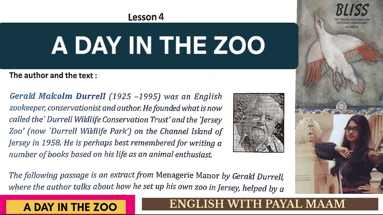 A DAY IN THE ZOO LESSON 4 CLASS IX BLISS WBBSE
