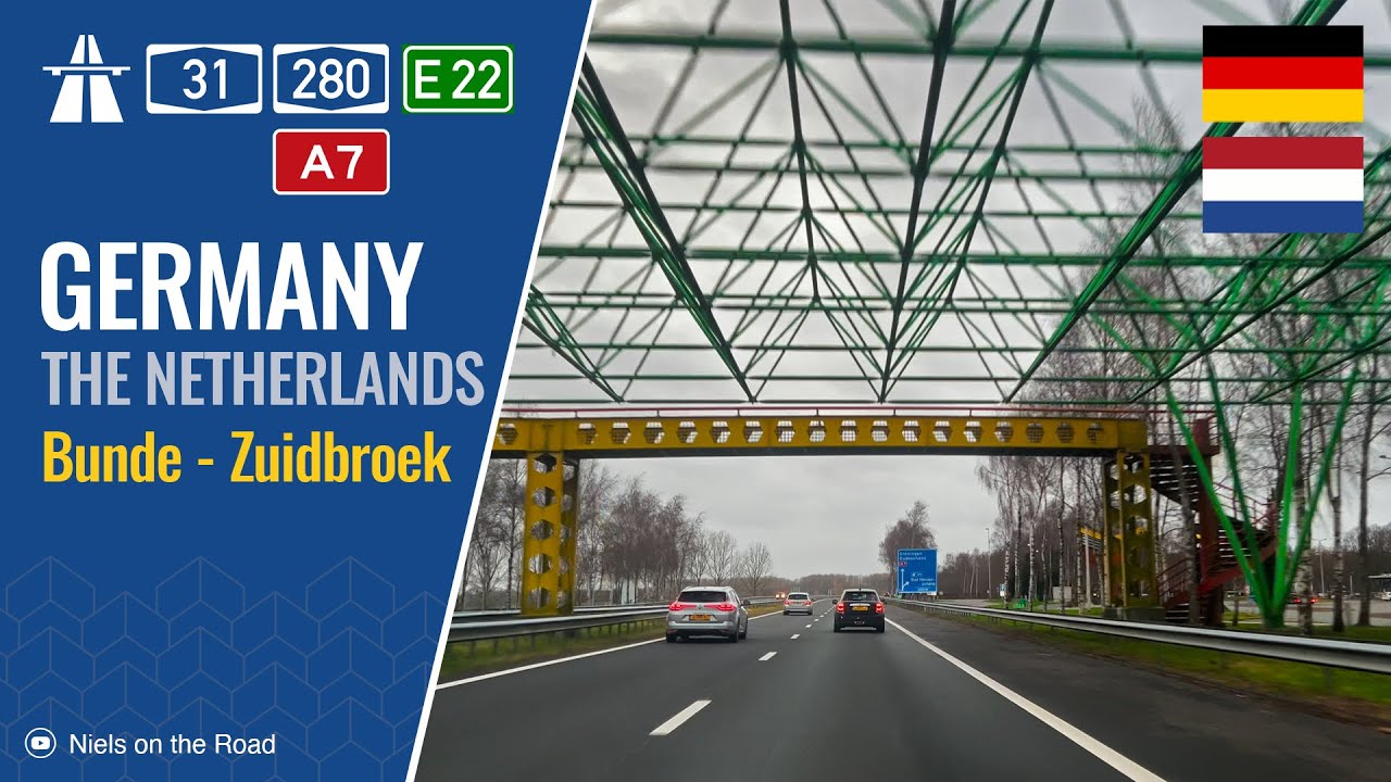 Driving in Germany and the Netherlands: Autobahn A31, A280 E22 & Rijksweg A7 from Bunde to Zuidbroek