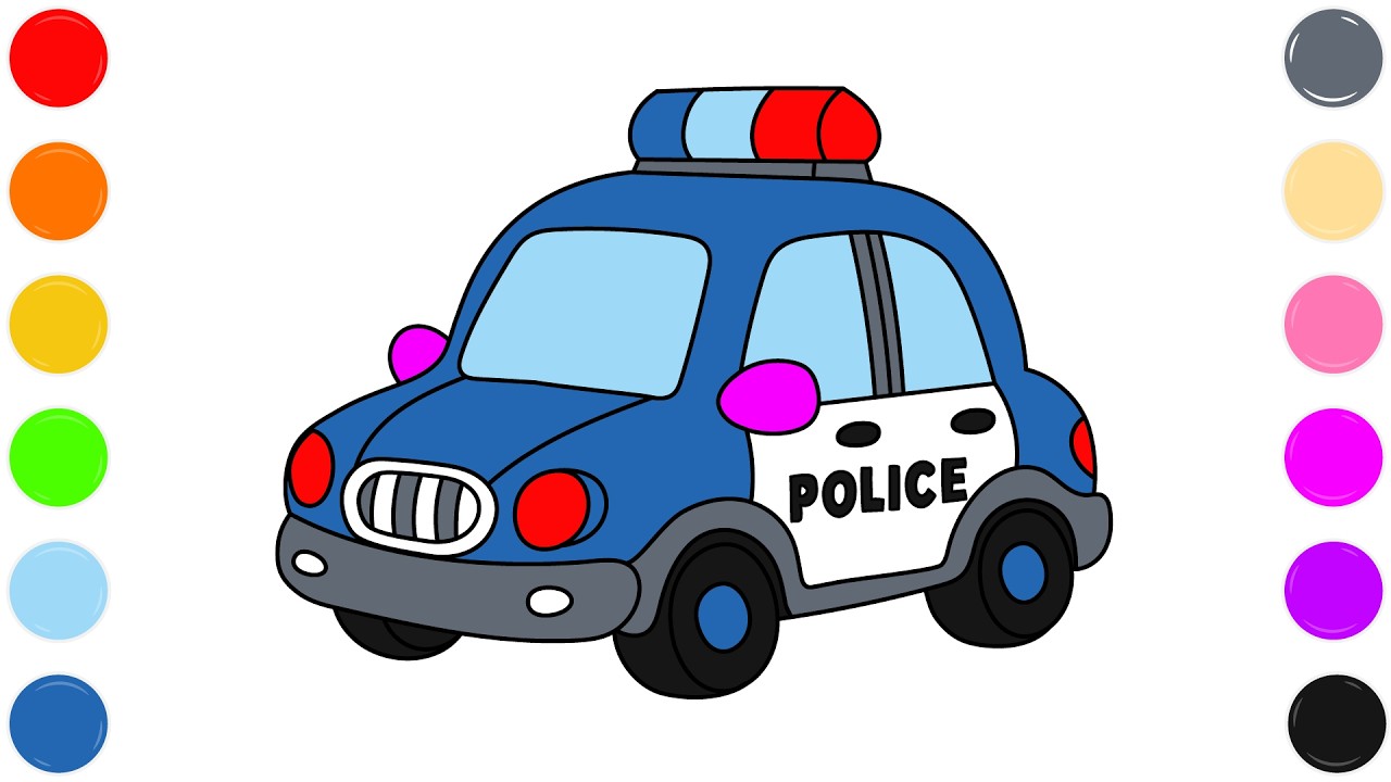 🚔 Police Car Coloring Page for Kids | Fun Cute Vehicle Art 👮