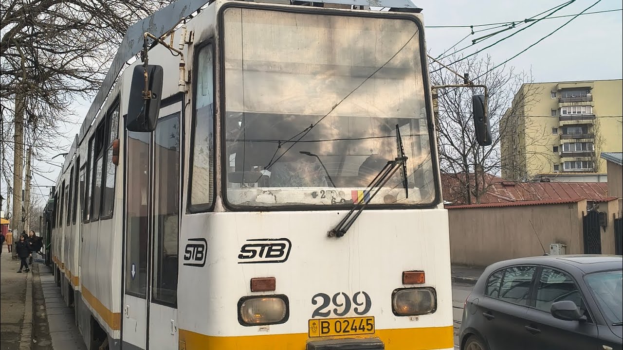 COLAJ CU TRAMVAIUL V3A-93 M FAUR PE LINIA 44 #299 IN APARITIE RARA INTRE GIULESTI SI POD GRANT #stb
