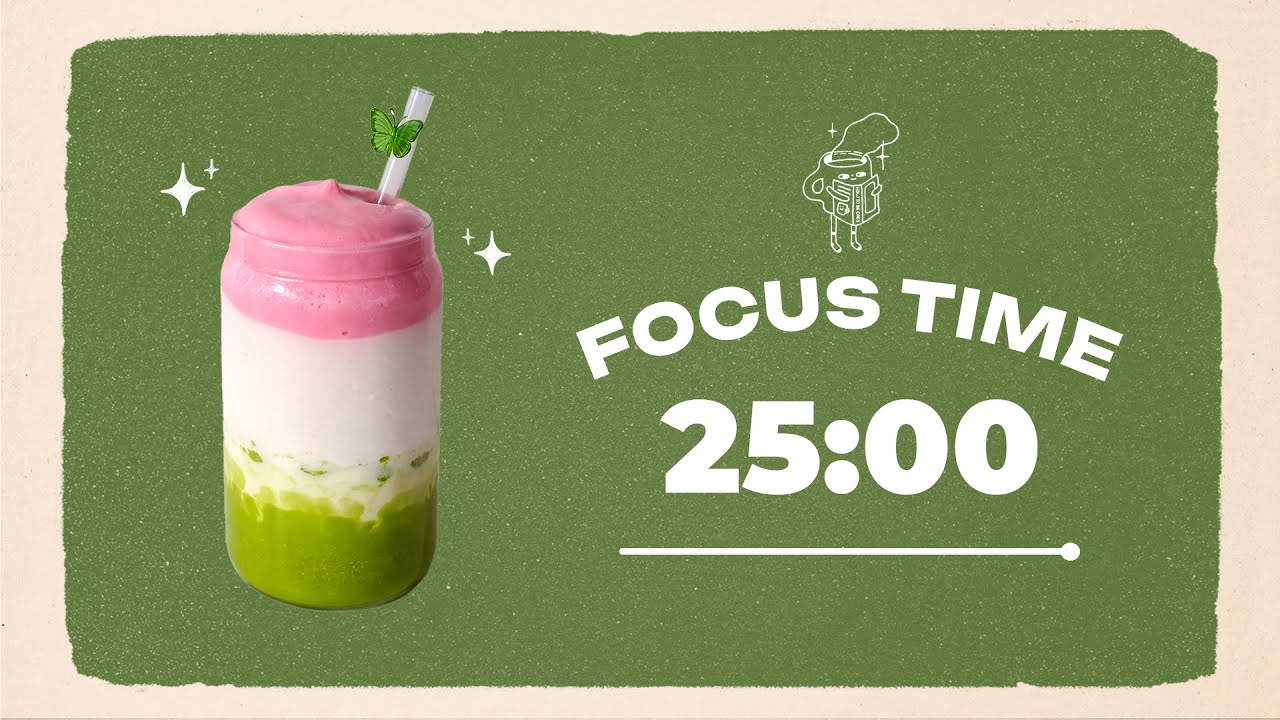 🌸 Study with Me | Pink Matcha Coconut Cream | 25/5 Timer | Chill Lo-fi 🎶 | 4 Hour Focus Session