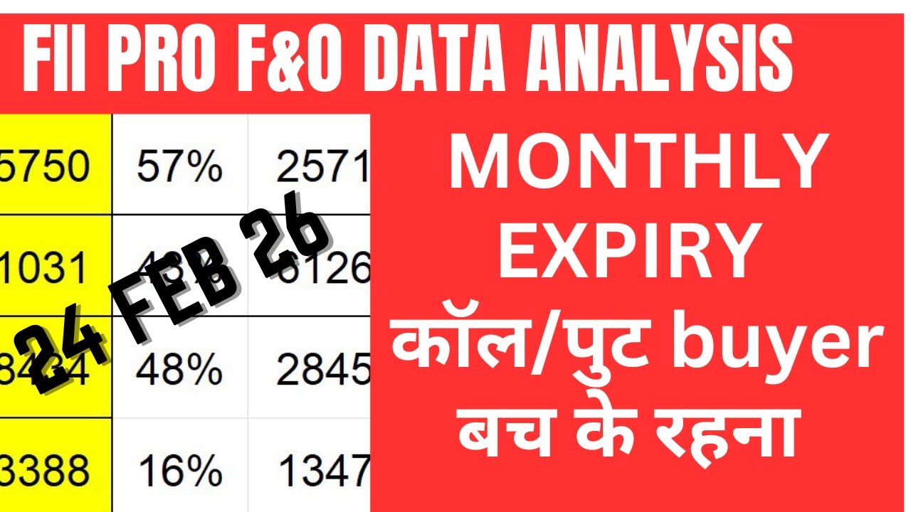 FII & PRO F&O DATA AND NIFTY & BANK NIFTY MONTHLY EXPIRY ANALYSIS FOR 24 FEB 2026 |EDUCATIONAL VIDEO
