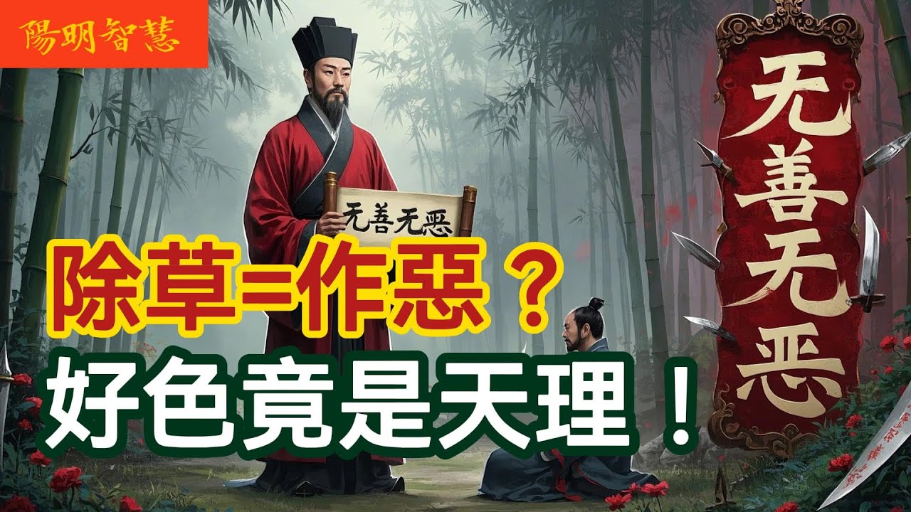 王陽明四句教爭議：除草=作惡？好色竟是天理！儒家佛學終極辯論#王陽明心學 #善惡哲學 #儒學爭議 #四句教