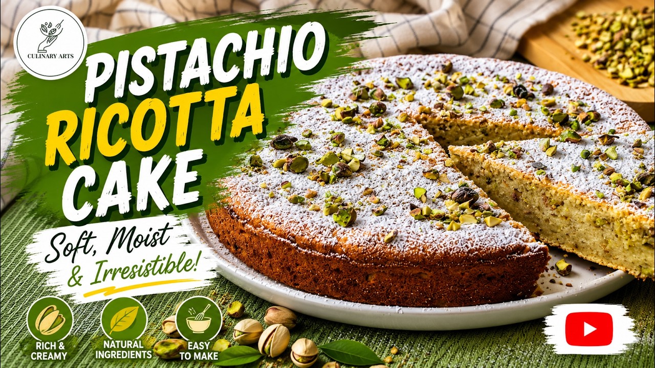 Pistachio Ricotta Cake with Cream Cheese — tenderness and taste in one dessert!