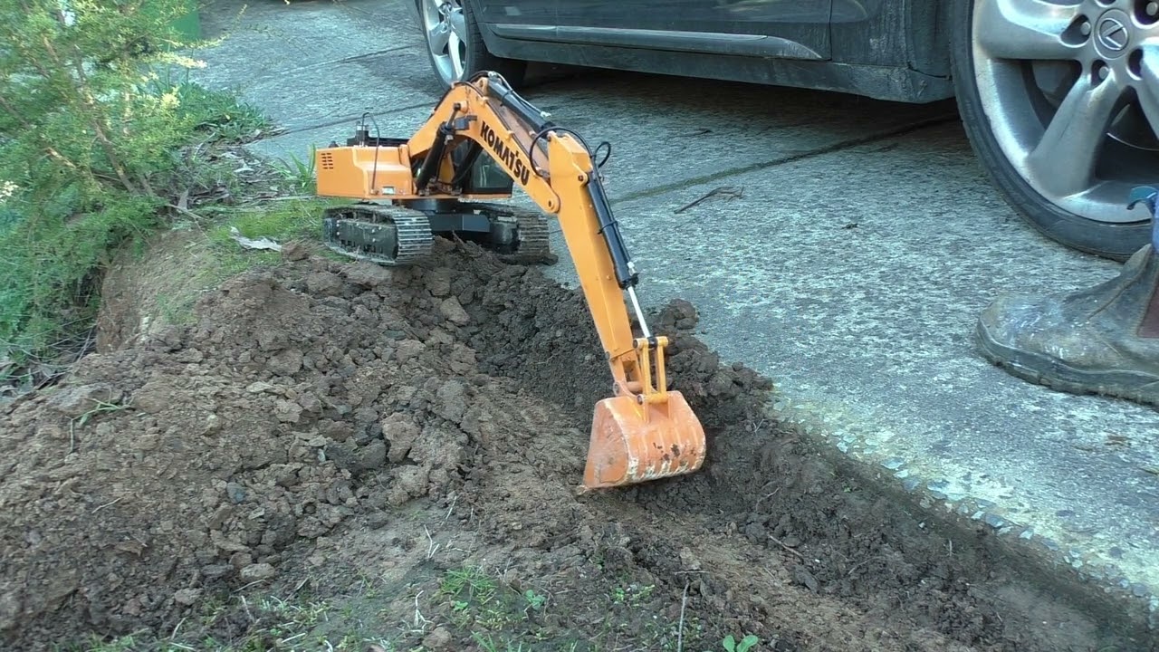 RC excavator digging action