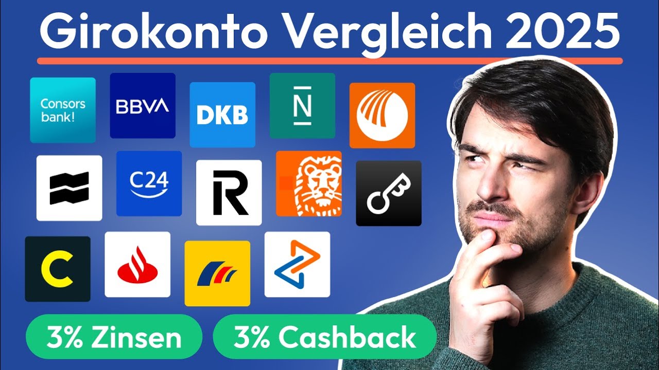 Girokonto-Vergleich 2025: Neue Bank mit 3% Zinsen & 3% Cashback! | Bestes kostenloses Konto