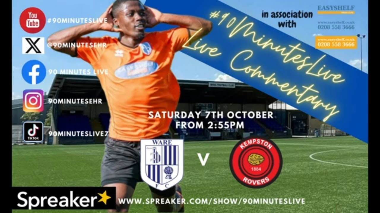Match highlights of the SOUTHERN LEAGUE match between WARE FC and KEMPSTON ROVERS FC
