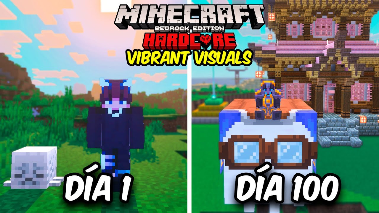 Sobreviví 100 Días en Minecraft bedrock Hardcore con el HAPPY GHAST