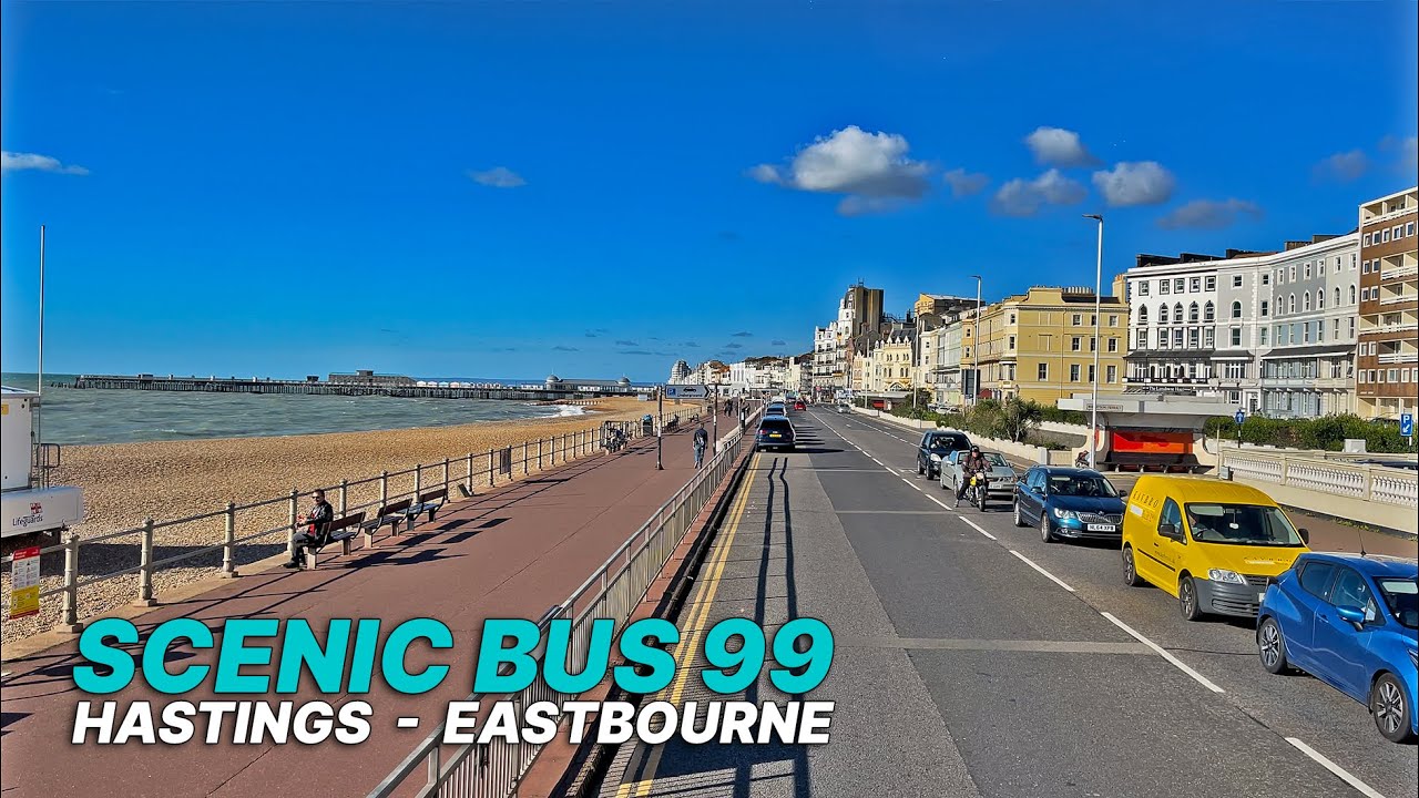 Scenic English countryside bus ride from Hastings to Eastbourne - Stagecoach Bus Route 99 🚌