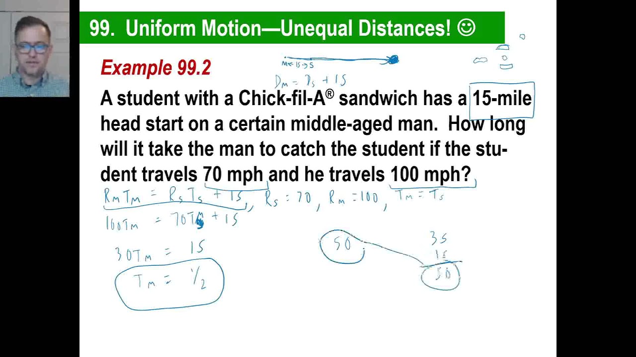 Saxon Math - Algebra 1: 3rd Edition (Lesson 99 - Uniform Motion Problems - Unequal Distances)