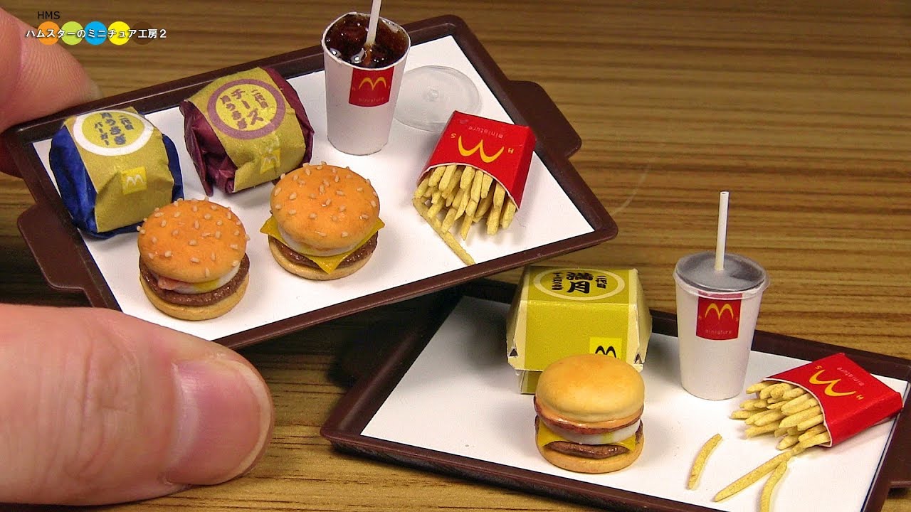 DIY McDonald's Style Miniature Tsukimi Burger (Fake food)　マクドナルド風ミニチュア月見バーガー作り