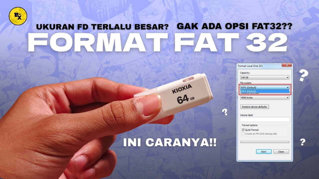 CARA FORMAT FLAHDISK / HARDISK KE FAT32 YANG GA ADA OPSINYA!! 100% WORKK