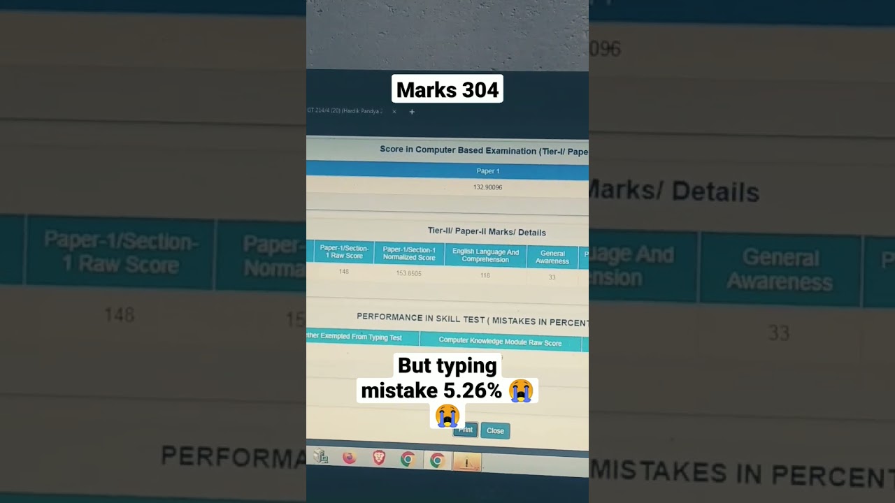 SSc cgl marks and typing result out