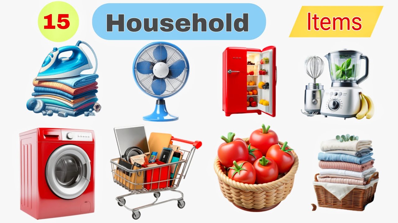 15 Everyday Household Items for Kids to Learn | Kids Learn Household Names Fun & Easy 